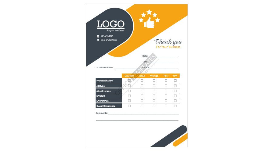 Download Business Feedback/Comments Card Format for Microsoft Word