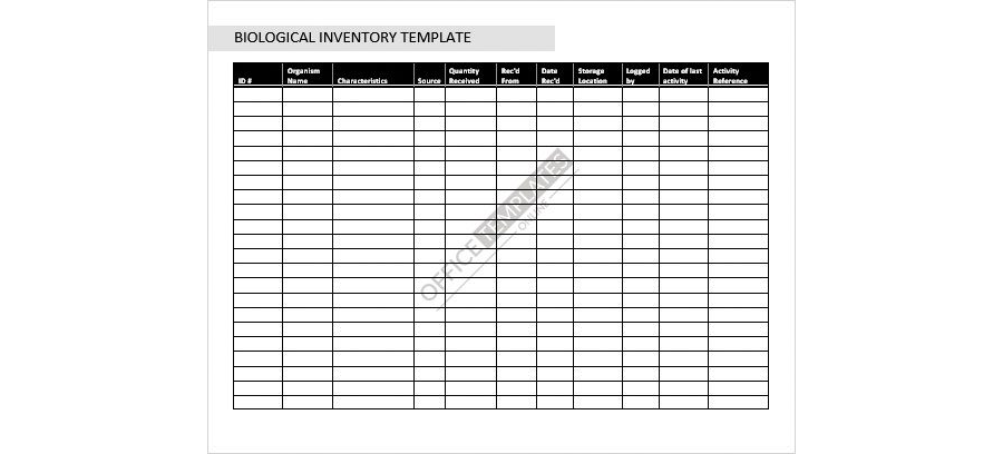 Download Biological Inventory Template for MS Word