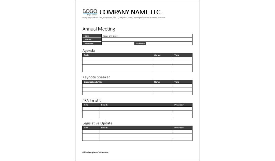 Annual Meeting Agenda Template