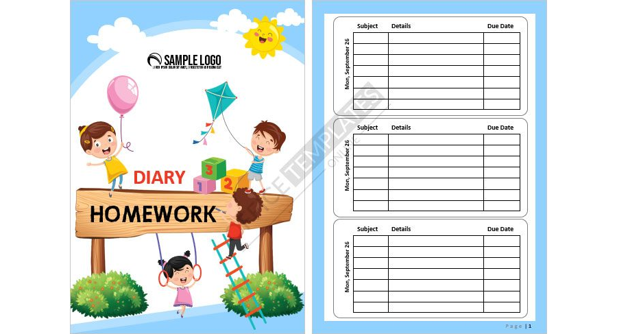 Student Homework Diary/Planner Template for MS Word