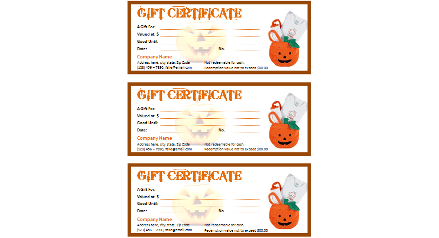 Halloween Gift Certificate for MS Word