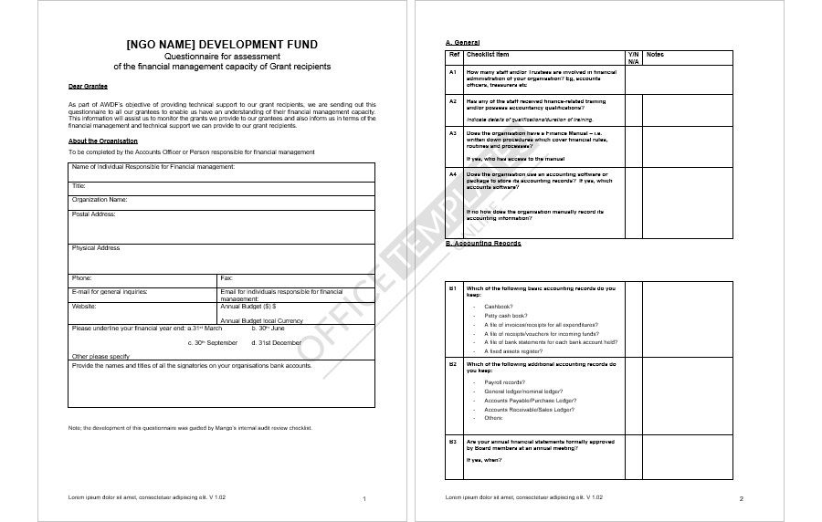 Internal Audit Checklist Template in MS Word