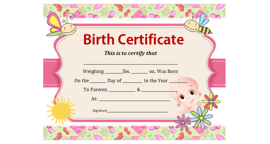 Download Beautiful Birth Certificate Template for MS Word