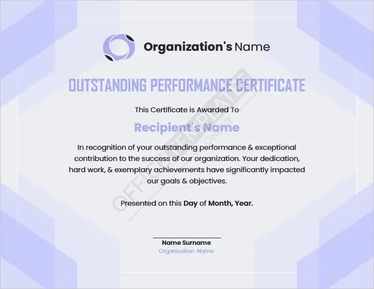 Outstanding Performance Certificate Template