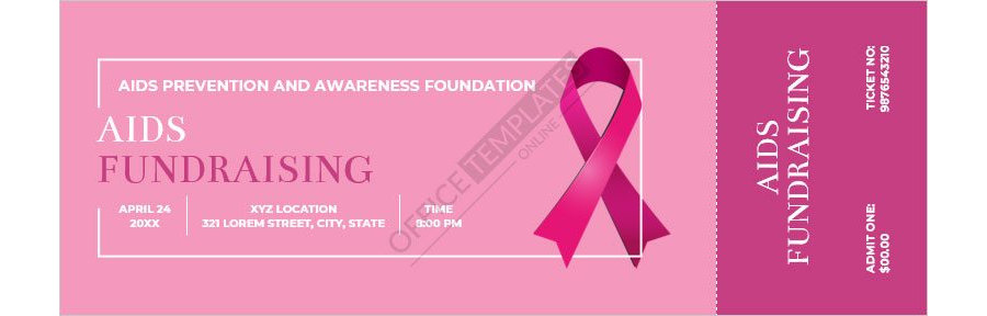 AIDS Fundraising Ticket Template in MS Word Format