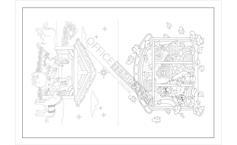 Religious Easter Scene With a Cross and Tomb Coloring Page Template