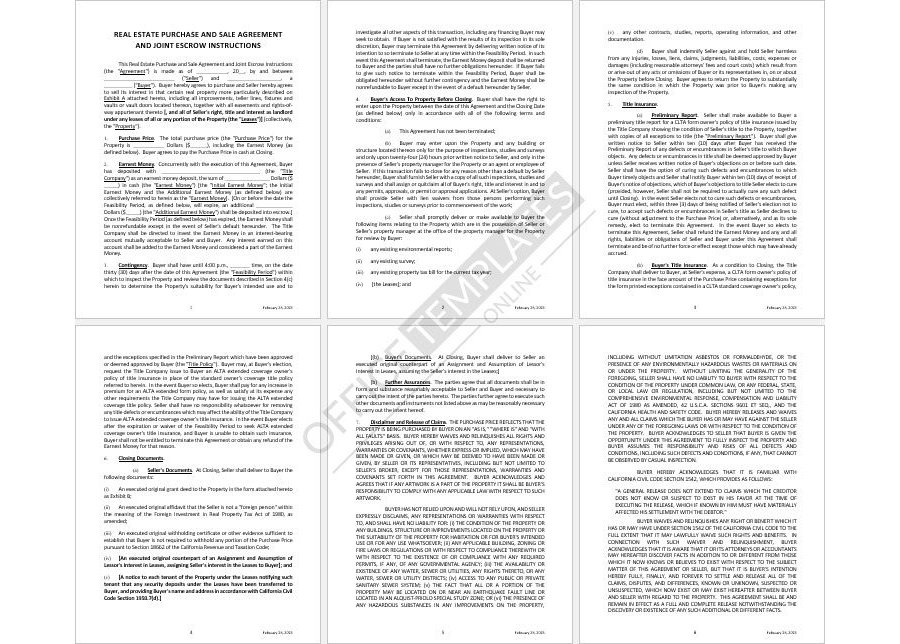 Real Estate Asset Purchase Agreement Template
