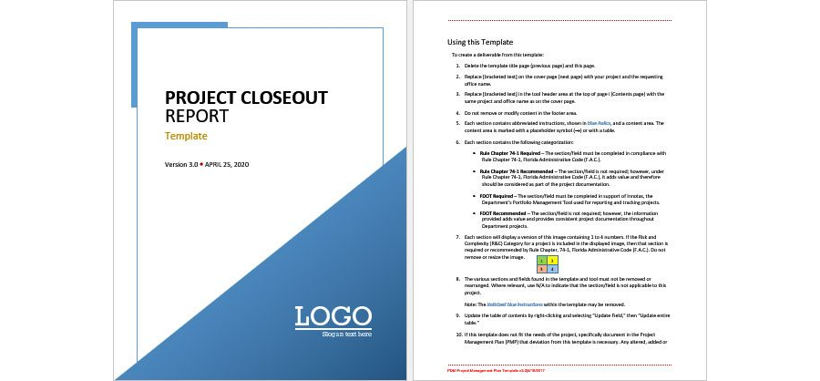 Download Project Closeout Report Template
