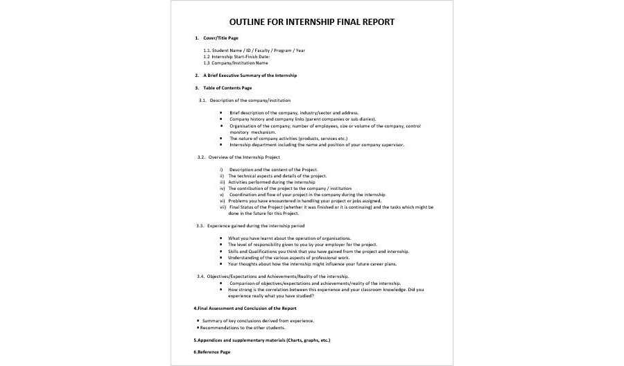 Download Internship Final Report Outline Template
