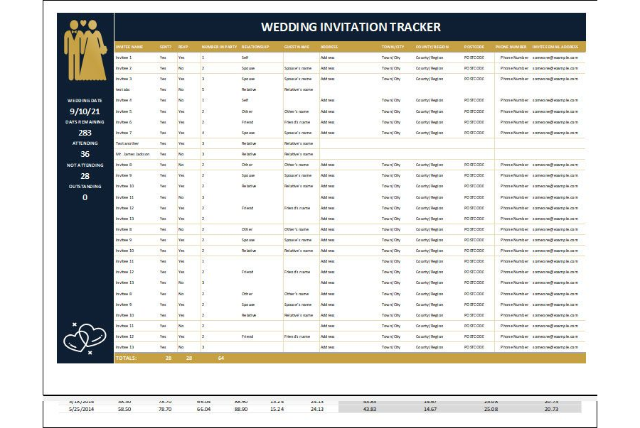 Download Wedding Invitation Tracker Template