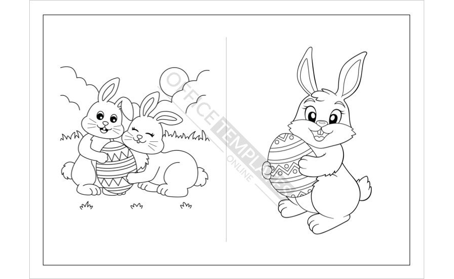 Easter Bunny With an Easter Egg Coloring Page Template