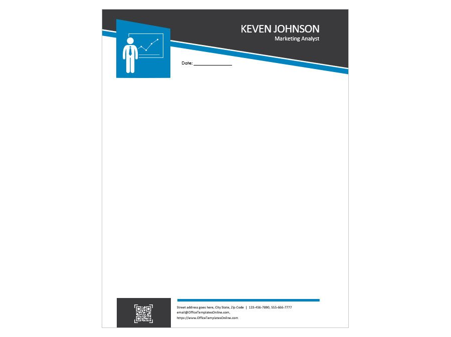 Download MS Word Personal Letterhead Design Template for Marketing Analyst