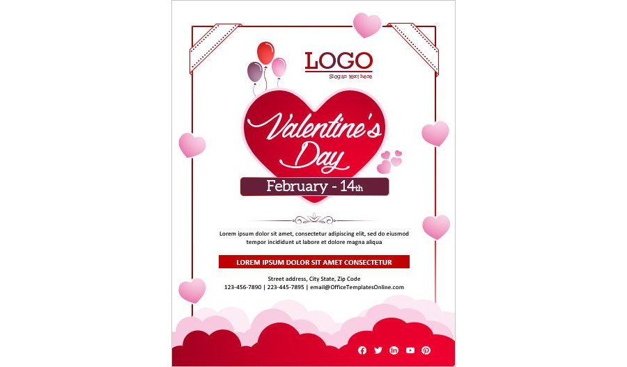 Download Valentine's Day Flyer Template for MS Word