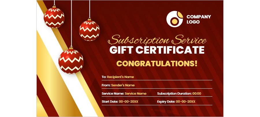 Subscription Service Gift Certificate Template