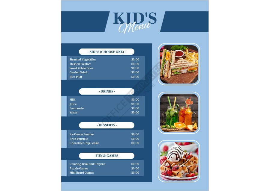 Kid's Menu Template