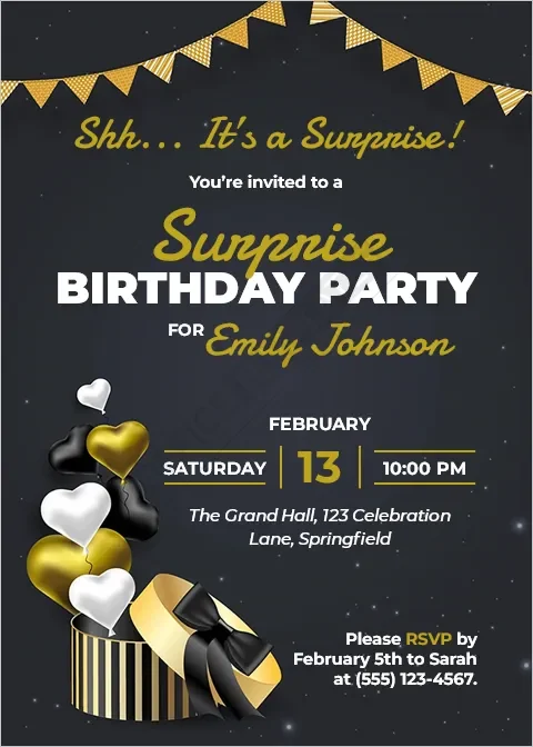 Surprise Birthday Party Invitation Template