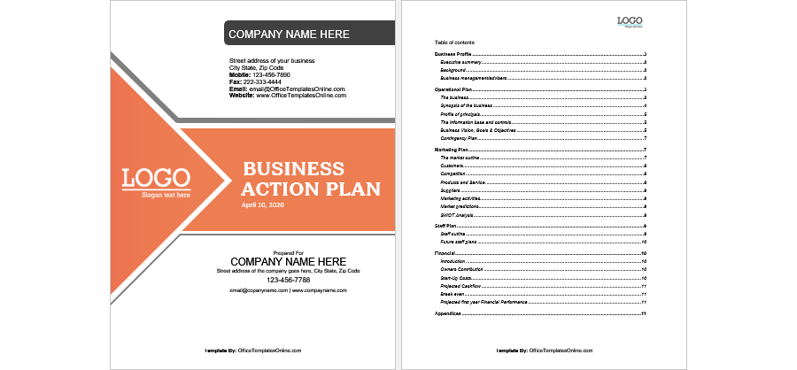 Business Action Plan Template in MS Word