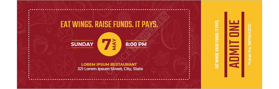 Restaurant Admit-One Ticket Template