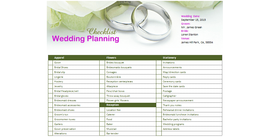 Download Wedding Planning Checklist for MS Word