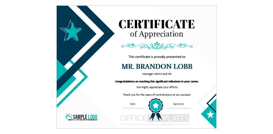 Download Employee/Staff Certificate of Appreciation in MS Word