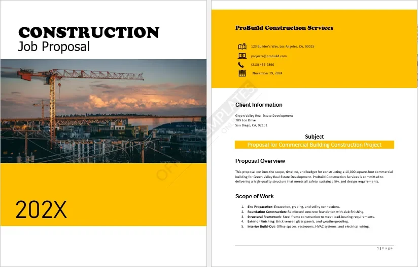 Construction Job Proposal Template