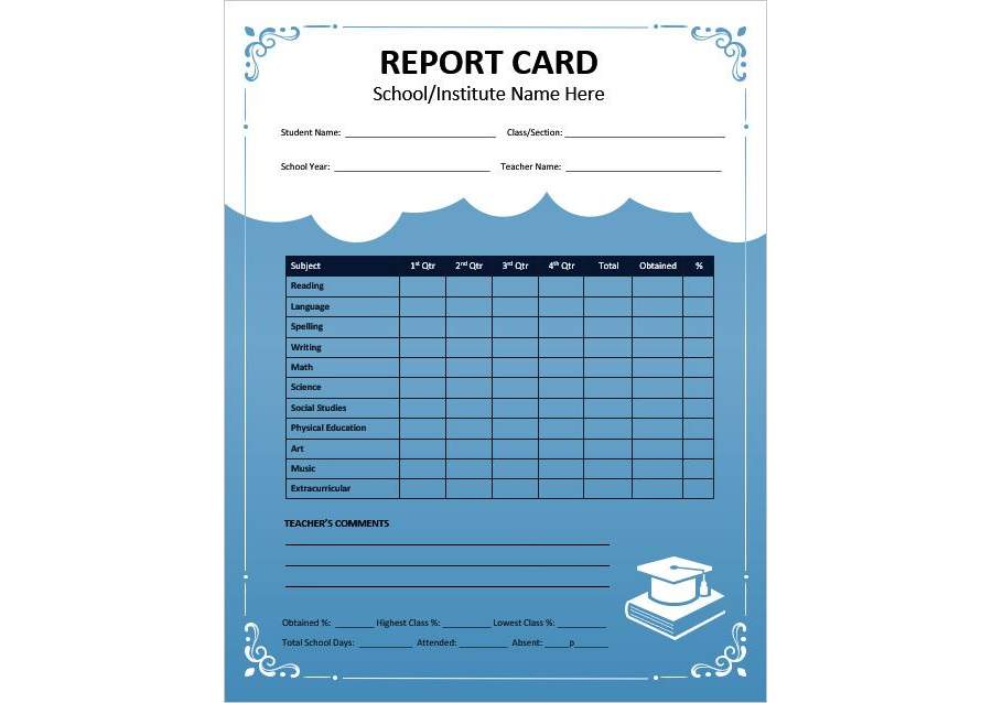 Download Report Card Template for Primary School Student