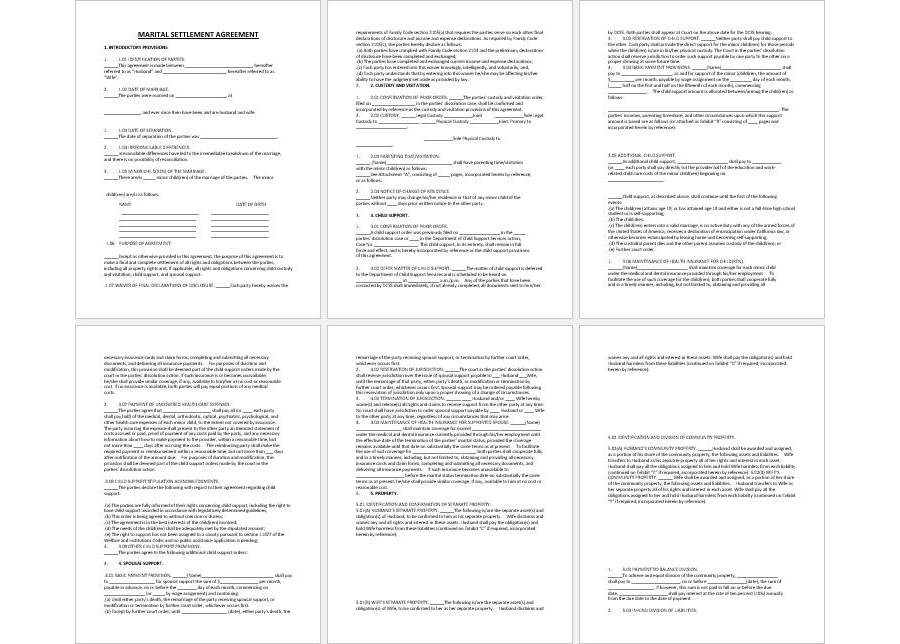 Marital Settlement Agreement Template