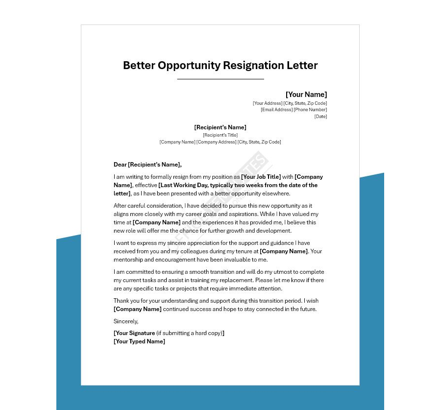Better Opportunity Resignation Letter