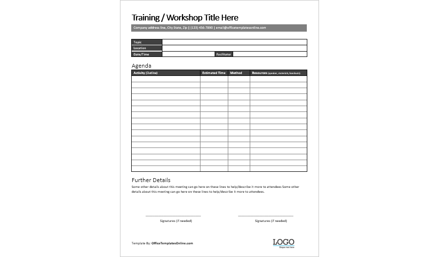 Training Meeting Agenda