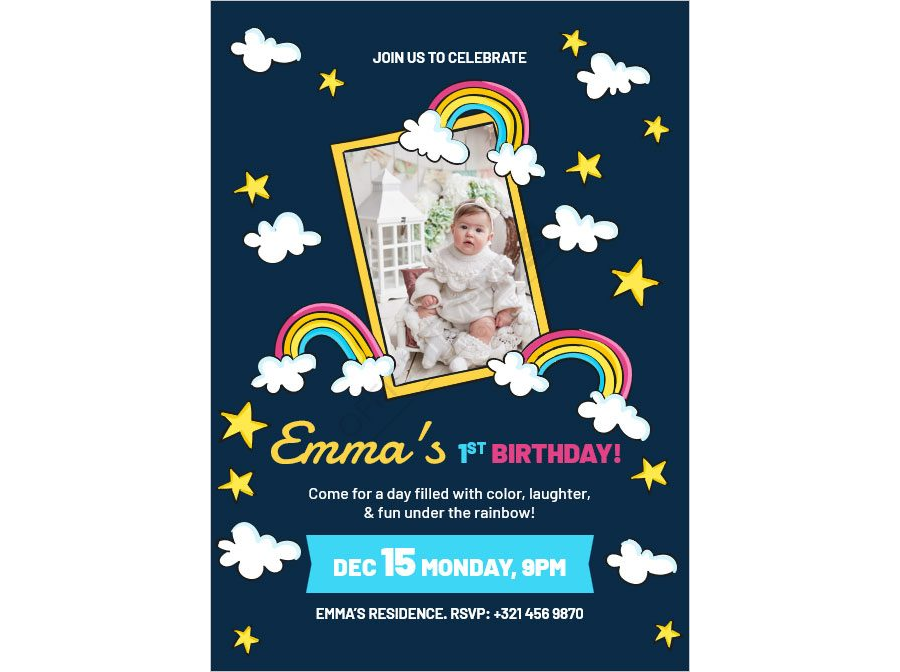 Rainbow-Themed Birthday Invitation Template