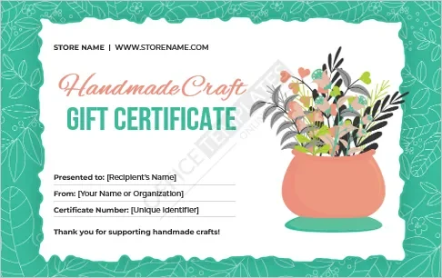 Handmade Craft Gift Certificate Template