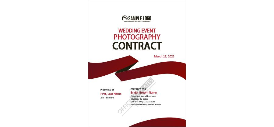 Download Wedding Contract Template with Cover Page Design in MS Word