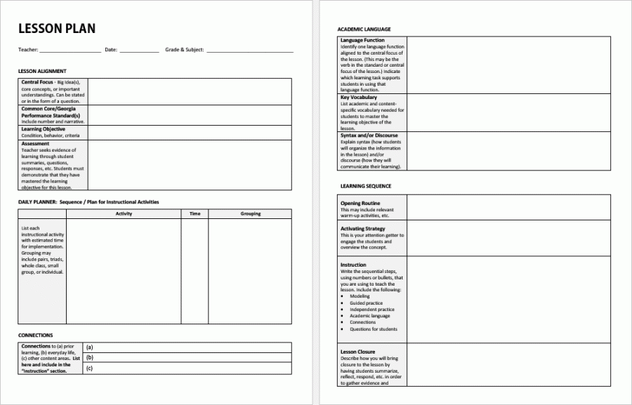 Detailed Lesson Plan Template - PDF