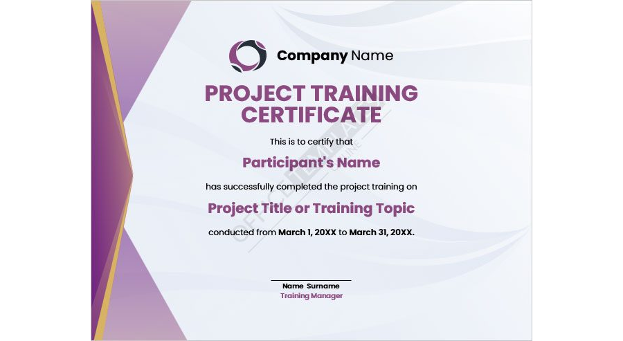 Project Training Certificate Template