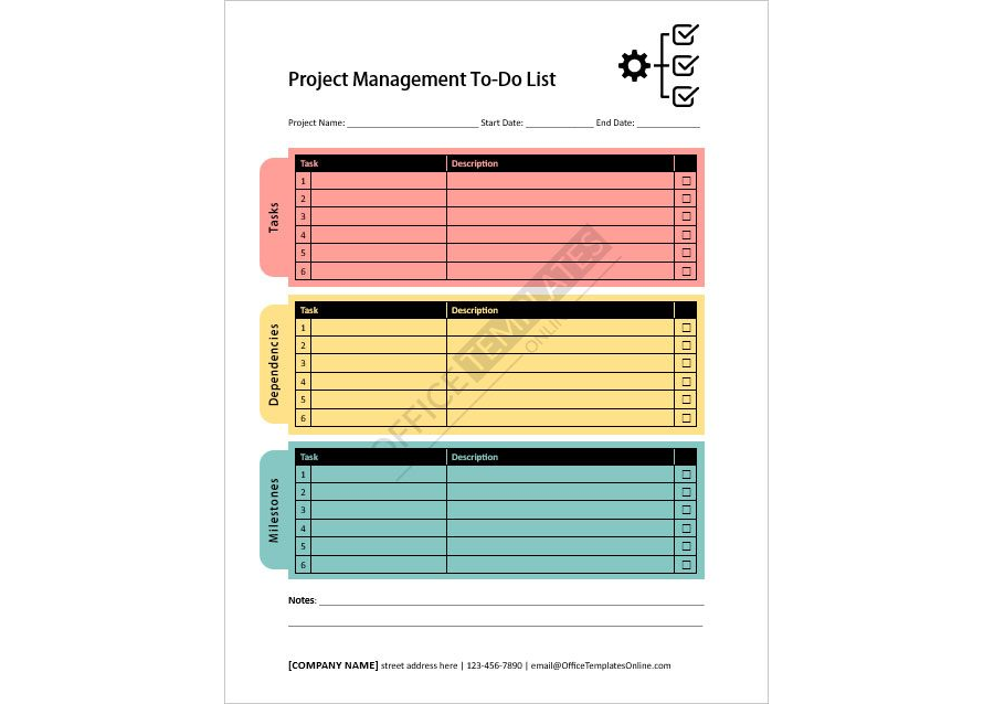 Project Management To-do List Template in MS Word Format