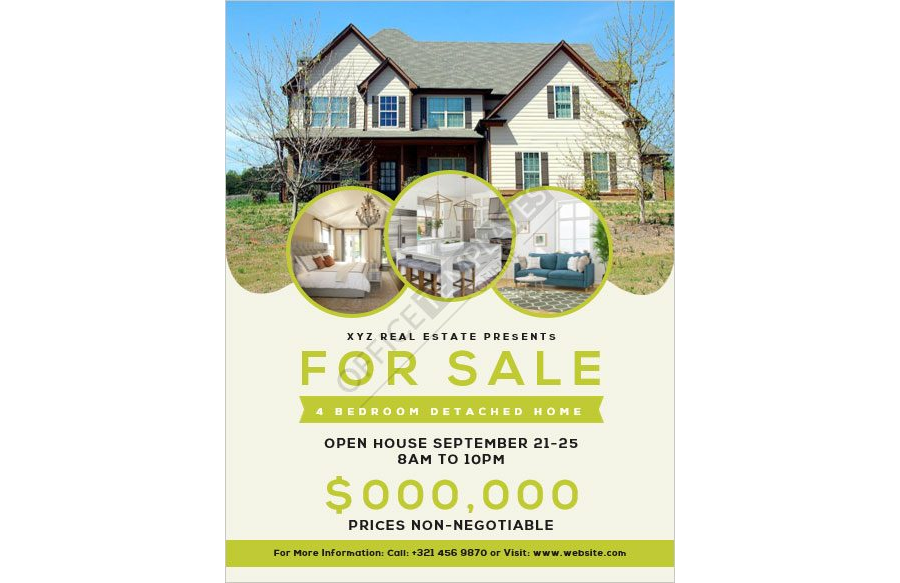 A 4 Bedroom House for Sale Flyer Template in MS Word
