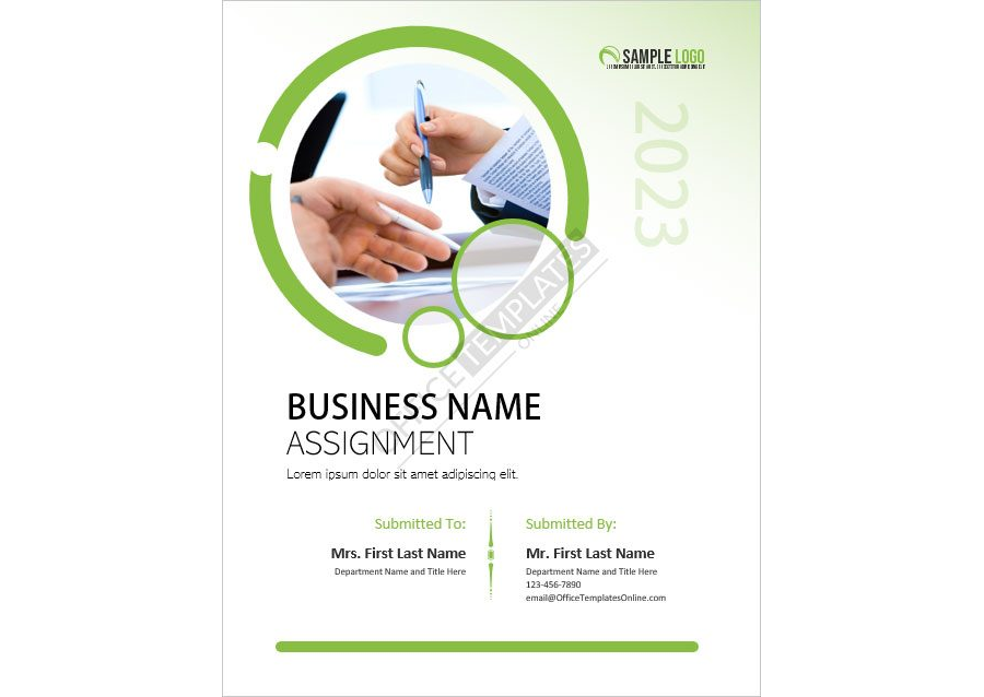 Business Assignment Cover Page Template in MS Word