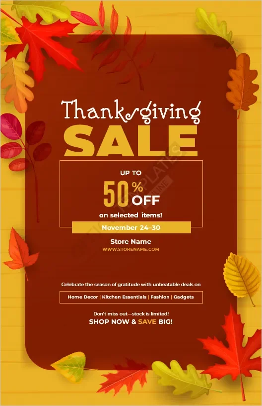 Thanksgiving Sale Poster Template
