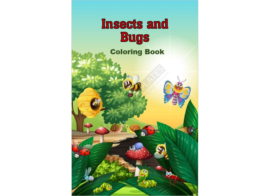 Insects and Bugs Coloring Book Template