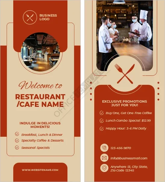 Restaurant or Cafe Promotion Rack Card Template