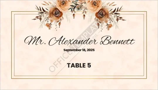 Elegant Calligraphy Place Card Template