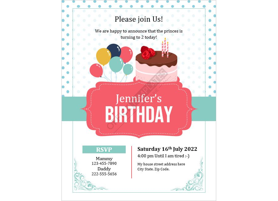 Best Birthday Party Invitation Template in MS Word