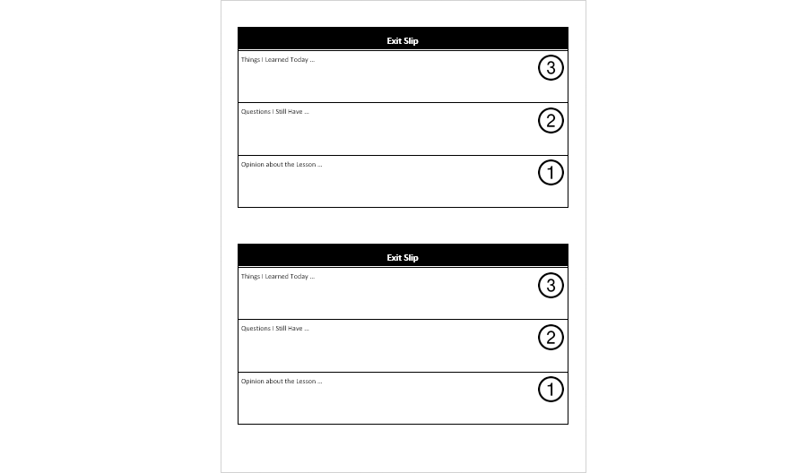 Exit Slip Template