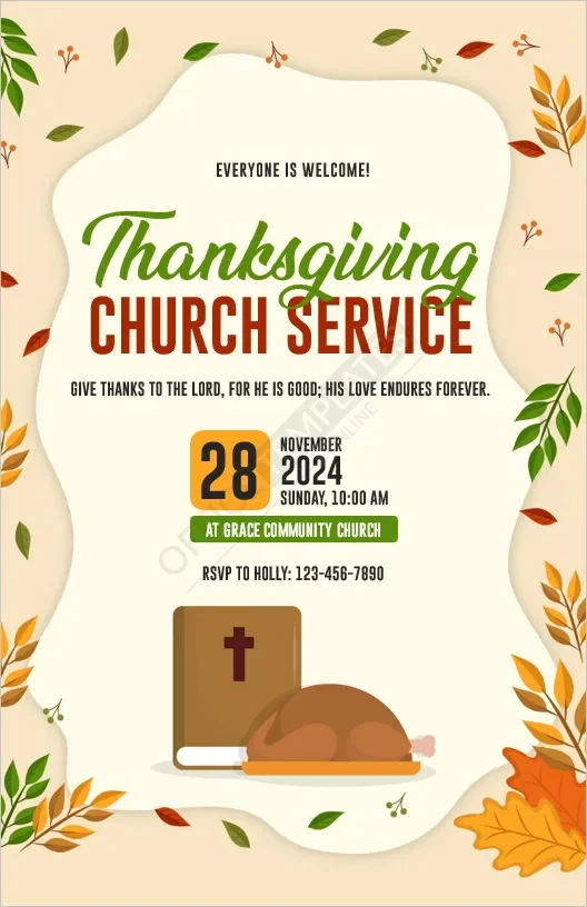 Thanksgiving Church Service Poster Template