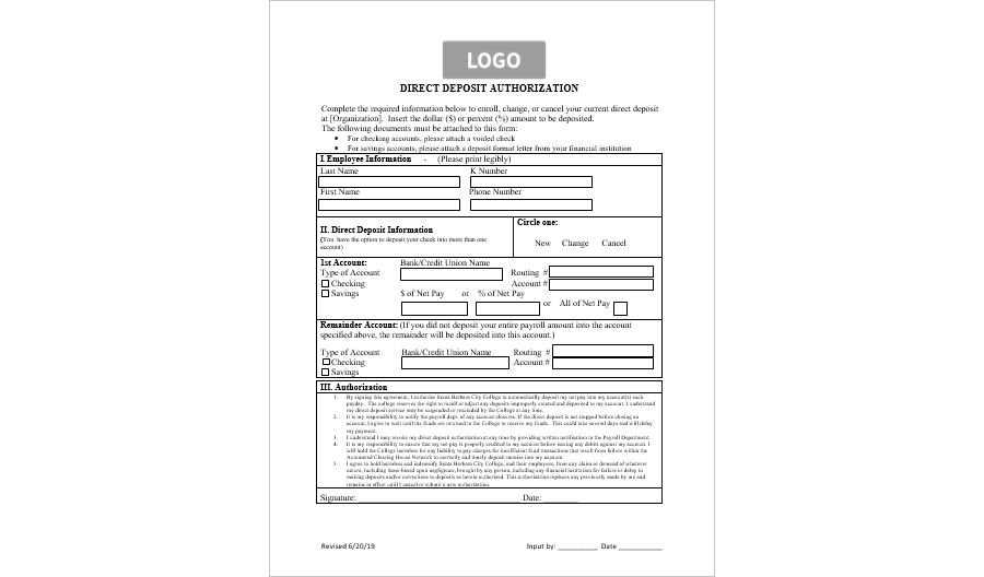 Deposit Slip Template