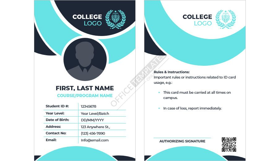College Student ID Card Template