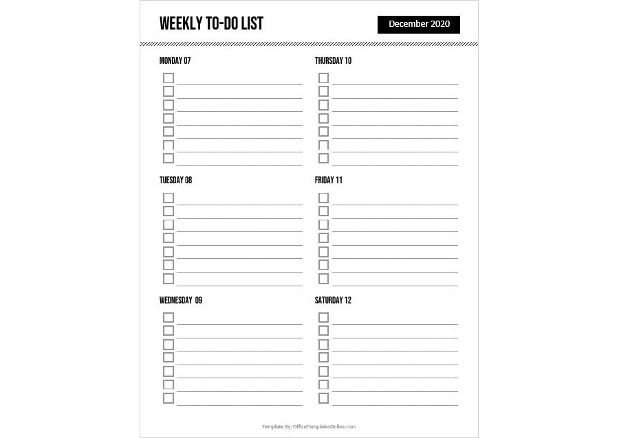 Download Weekly To-Do List Template - Word