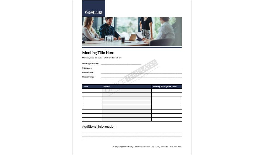 Meeting Agenda Template with Header for MS Word