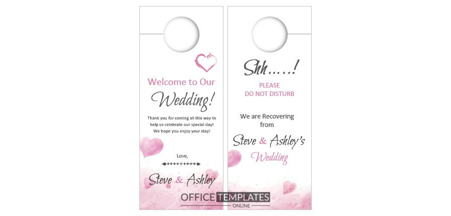 Download Personalized Wedding Door Hanger Template for MS Word