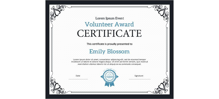 Download Volunteer Award Certificate Template